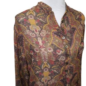 GAP Printed Semi-sheer Long Sleeve Blouse